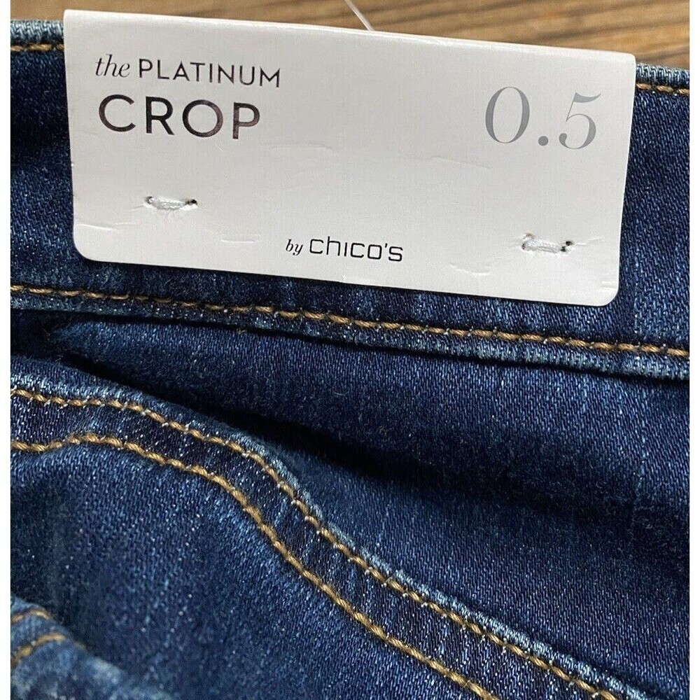Chicos Jeans Size 0.5 US 6 XS Platinum Straight Crop Slim Fit Pants - Picture 8 of 12